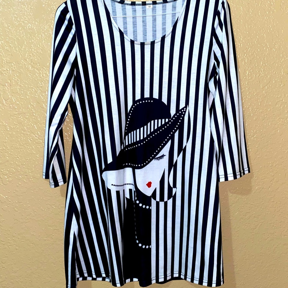 Striped Quarter Sleeve Dress
